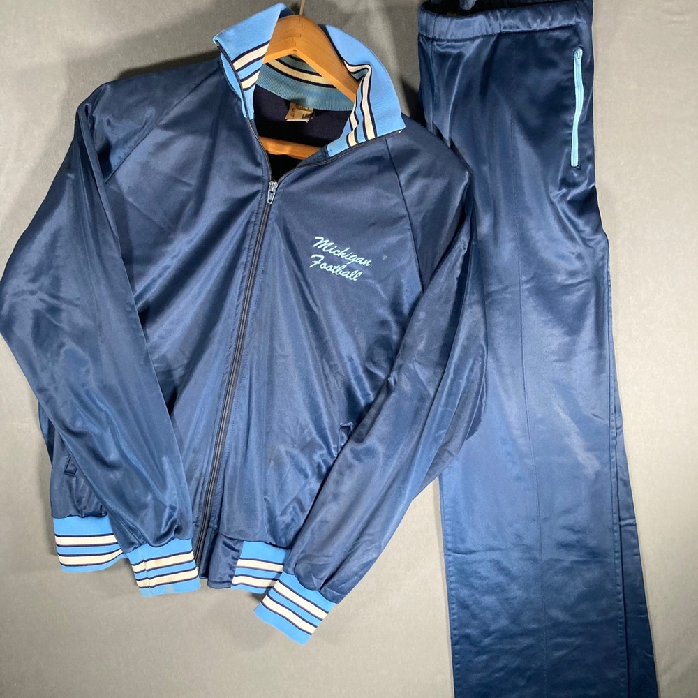 Vintage Cliff Keen Michigan Tracksuit Mens L Jacket‎ Pants Blue wrestling